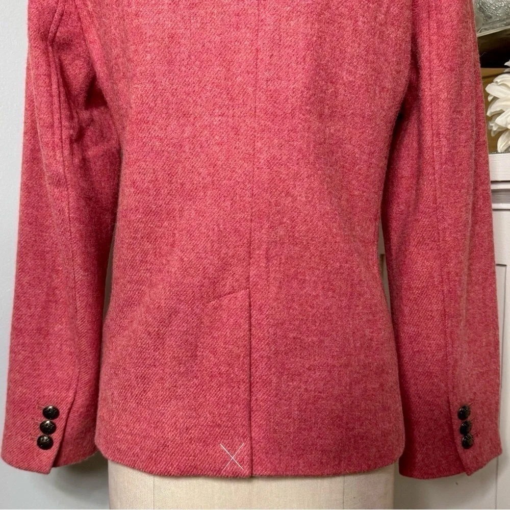 Talbots Classic Shetland Blazer Jacket Twill Pink Coral Herringbone 12 NWT - Picture 9 of 12